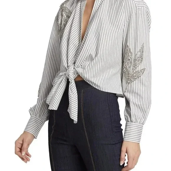 Striped Black and White Women's Jacket - Picture 2 of 6